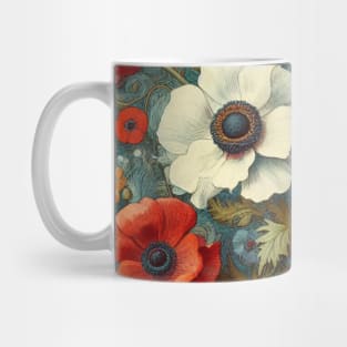 anemone and poppy flower pattern 4 Mug